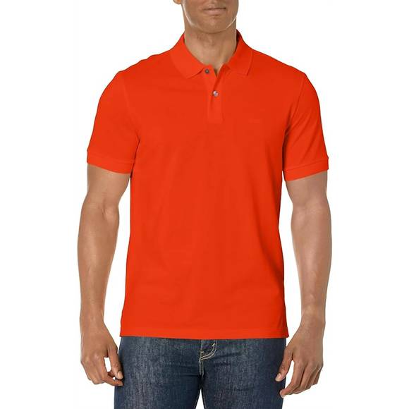 NEW HUGO BOSS men's pallas short sleeve cotton polo shirt in orange